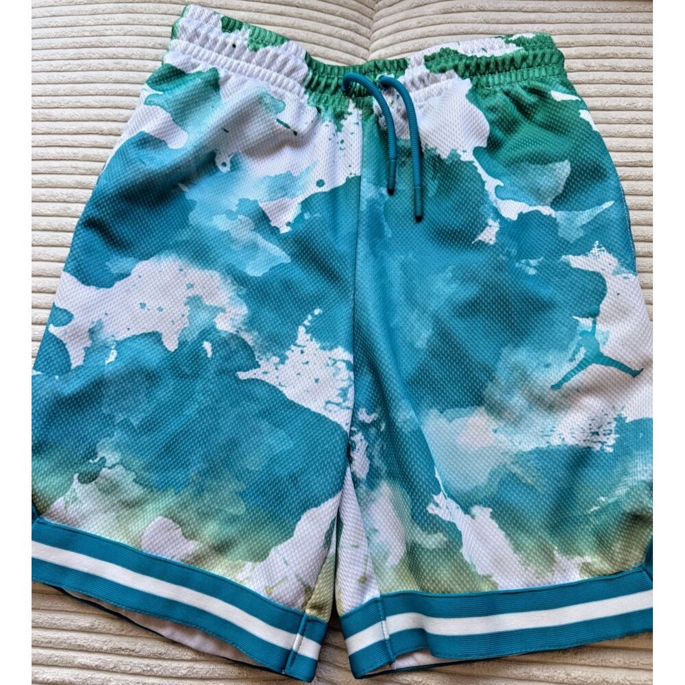 Nike Air Jordan Boys Medium 10/12 Basketball Shorts Tie Dye Blue Green